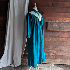 Vintage Teal Polyester Zip-Up Nightgown