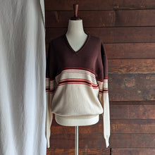 Load image into Gallery viewer, 80s Vintage Brown Striped Acrylic Sweater
