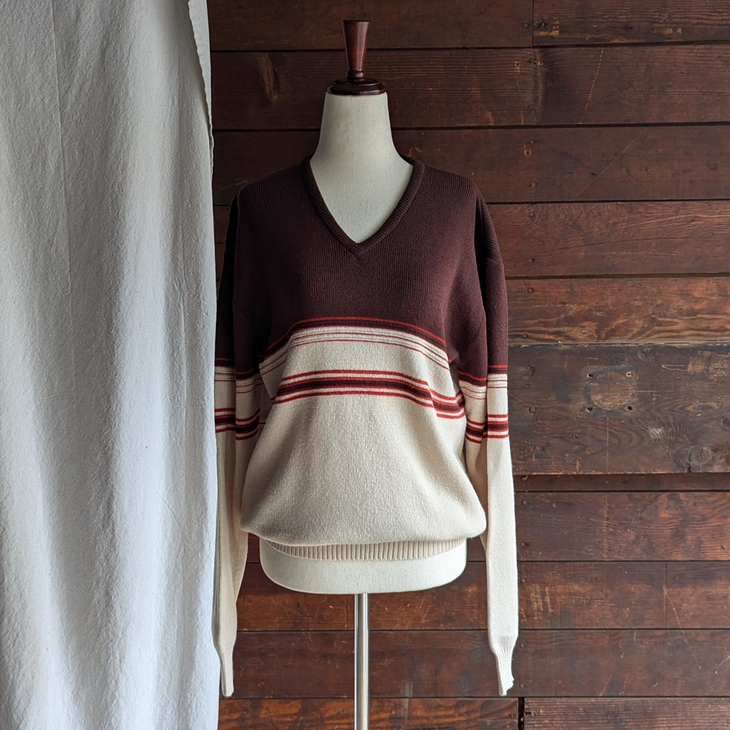 80s Vintage Brown Striped Acrylic Sweater