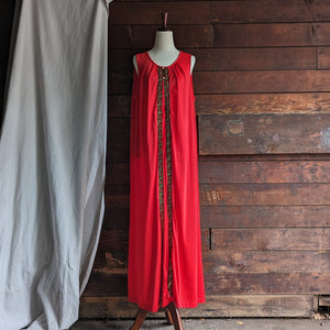 Vintage Red Nylon Nightgown