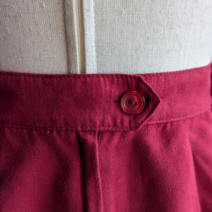 90s Vintage Red Polyester Midi Skirt