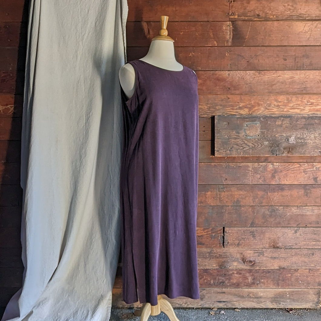 90s Vintage Plus Size Purple Rayon Maxi Dress