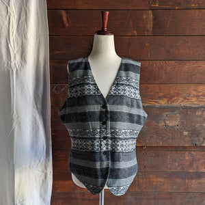Vintage Polyester Black and Grey Knotwork Vest