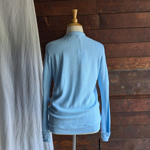 80s Vintage Mens Baby Blue Cardigan