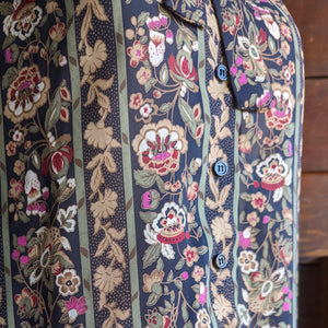 80s Vintage Floral Stripe Polyester Blouse
