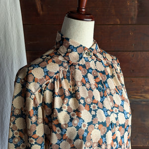 70s/80s Vintage Fall Floral Poly Blouse