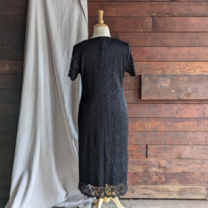 90s/Y2K Plus Size Black Poly Lace Maxi Dress