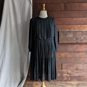 80s Vintage Plus Size Black Sheer Midi Dress