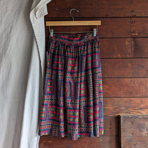 80s Vintage Rayon Midi Skirt