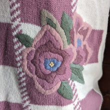 Load image into Gallery viewer, 90s Vintage Pink and White Embroidered Sweater
