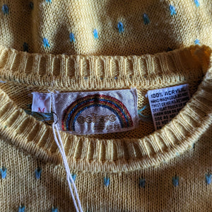 90s Vintage Yellow and Blue Knit Sweater