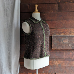 90s/Y2K Brown and Green Acrylic Knit Vest