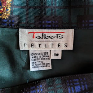 90s Vintage Plaid and Tassle Pattern Midi Skirt