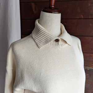 90s Vintage Collared Cotton Knit Sweater