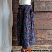 Load image into Gallery viewer, Vintage Dark Paisley Corduroy Midi Skirt

