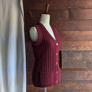 70s Vintage Red Button-Up Sweater Vest