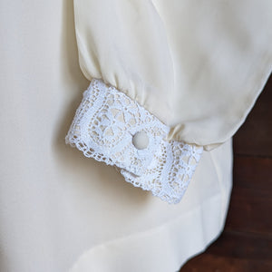 80s Vintage Polyester and Lace Blouse