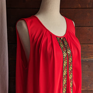 Vintage Red Nylon Nightgown