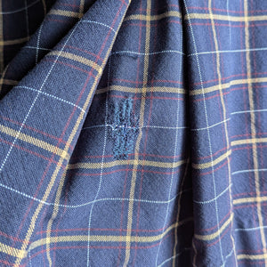 90s Vintage Navy Plaid Mini Skirt