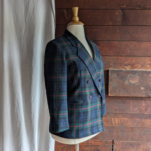 90s Vintage Wool Blend Plaid Blazer