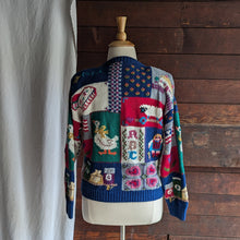 Load image into Gallery viewer, 80s/90s Vintage Hand Knit Embroidered Quilt Sweater
