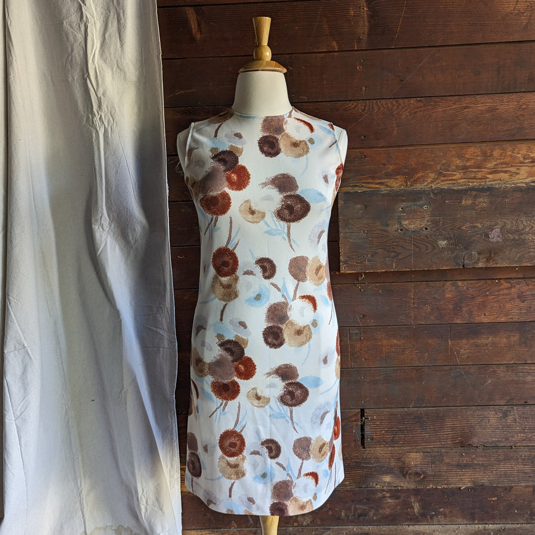 70s Vintage Abstract Polyester Midi Dress