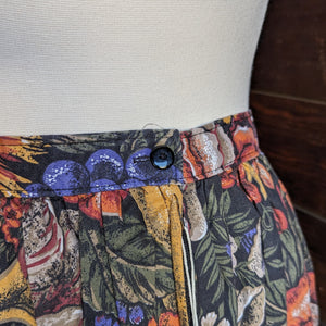 80s Vintage Floral A Line Maxi Skirt