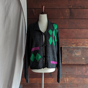90s Vintage Bold Acrylic Knit Cardigan