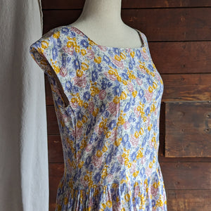 90s Vintage Pastel Floral Midi Dress