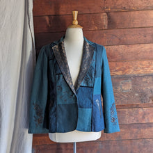 Load image into Gallery viewer, Plus Size Teal Patchwork Beaded Blazer
