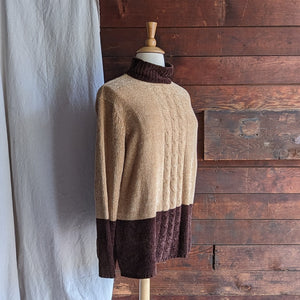 Vintage Plus Size Coffee and Cream Chenille Sweater