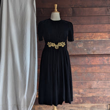 Load image into Gallery viewer, 90s Vintage Black and Gold Velvet Dress
