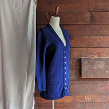 Load image into Gallery viewer, 70s/80s Vintage Blue Acrylic Knit Cardigan
