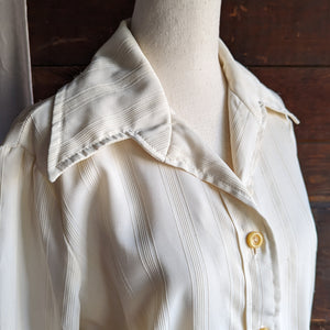 70s Vintage Cream Polyester Shirt Dress