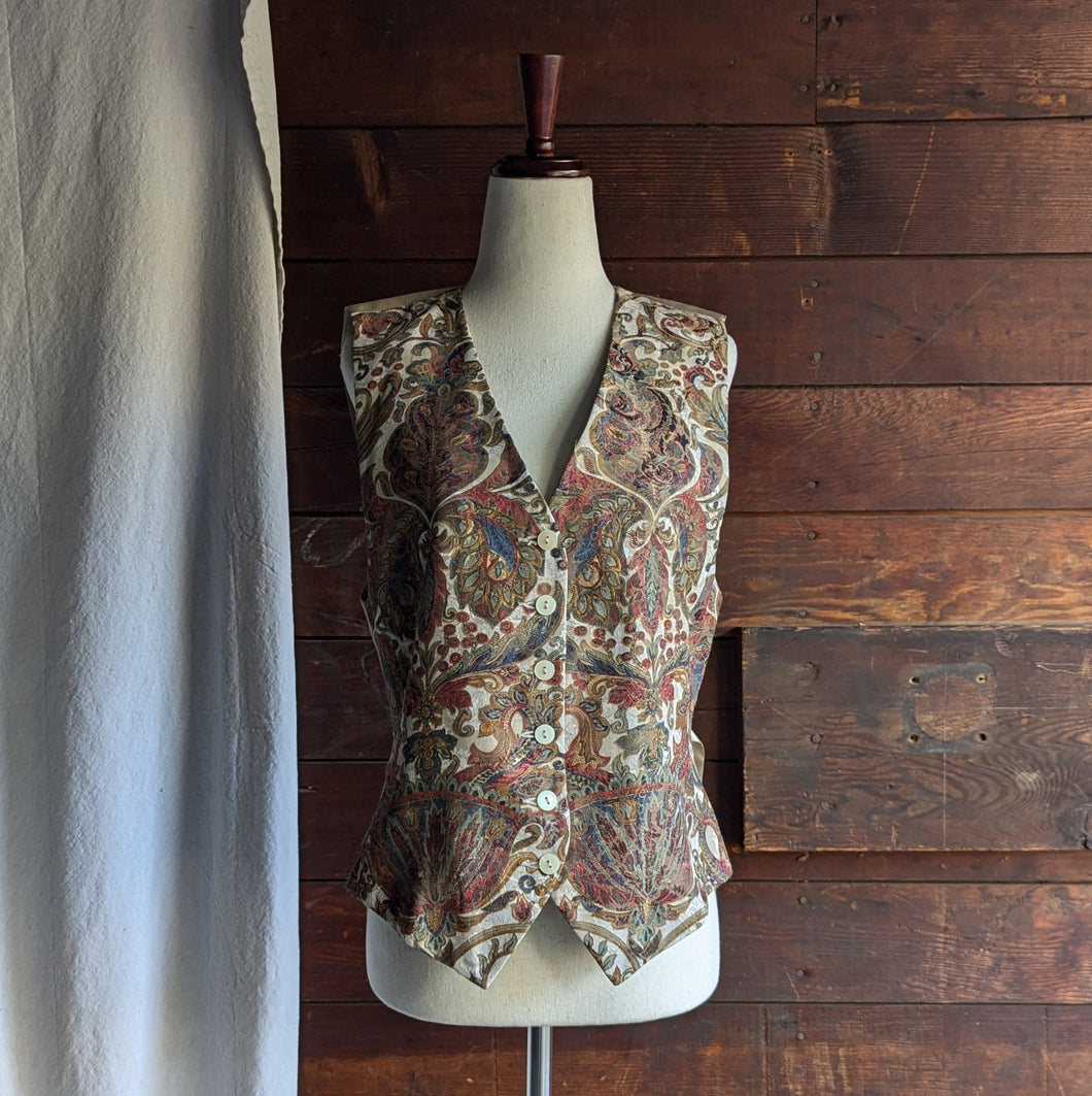 90s Vintage Golden Paisley Tapestry Vest