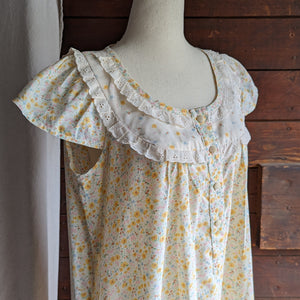 70s Vintage Floral Cotton Maxi House Dress