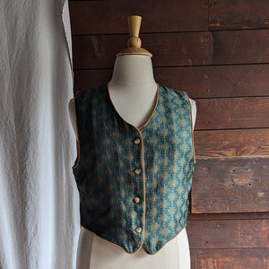 90s Vintage Green Brocade Vest