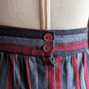 70s/80s Vintage Rayon Blend Striped Midi Skirt