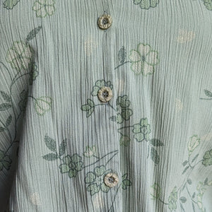 90s Vintage Green Floral Print Shirt