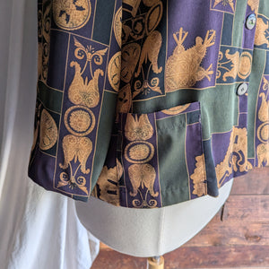 90s Vintage Olive and Purple Ornate Print Jacket
