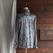 Load image into Gallery viewer, Vintage Grey Paisley Satin Blouse
