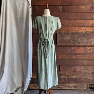 90s Vintage Sage Green Rayon Blend Maxi Dress