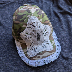 Upcycled Lace and Fly Patch Camo Baseball Hat