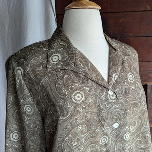 Plus Size Brown Paisley Print Blouse