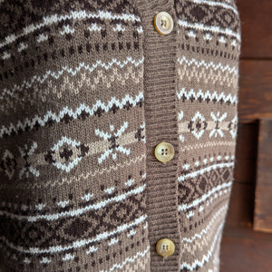 90s Vintage Brown and White Acrylic Sweater Vest