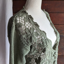 Load image into Gallery viewer, 90s Vintage Olive Green Cotton Knit Cardigan
