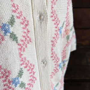 80s Vintage Short Sleeve Cotton Blend Cardigan