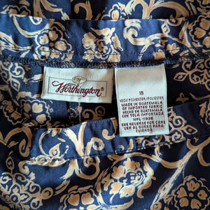 90s Vintage Ornate Navy Wrap Skirt