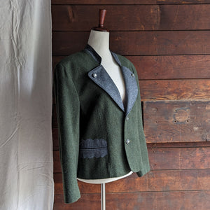 90s Vintage Green and Grey Wool Blend Blazer
