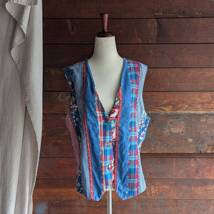 90s Vintage Denim Patchwork Vest